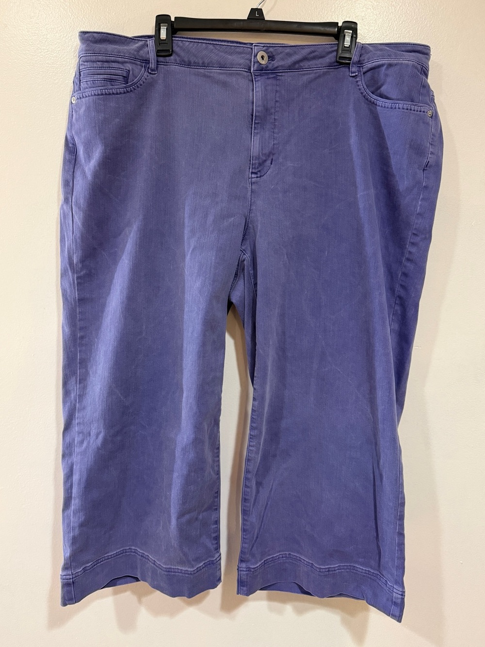 J. JILL DENIM Women 24 Plus Wide Leg Crop Pants Blue Periwinkle Purple Capris